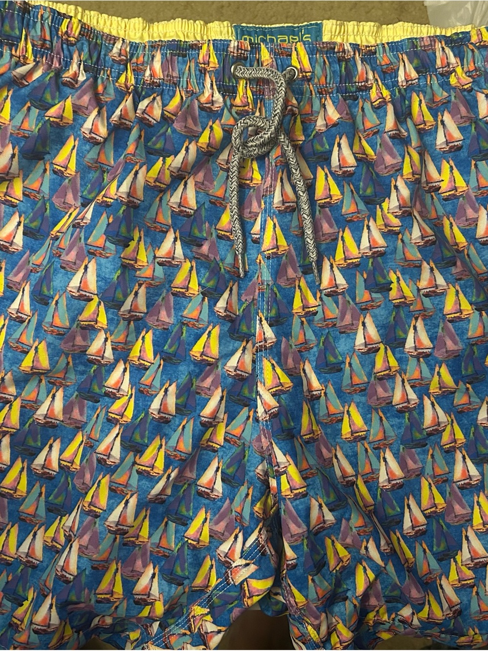 Michaels Yellow & Blue Elastic Waist Swim Shorts